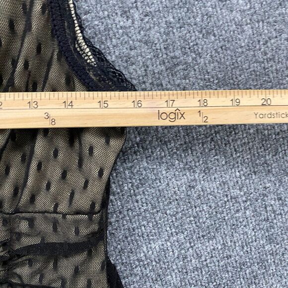 Lily White Blouse Top Womens L Black Mesh V-Neck Y2K Whimsigoth Fairy Grunge 90s - Picture 6 of 8